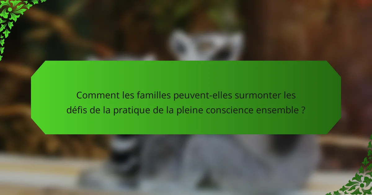 Comment les familles peuvent-elles surmonter les défis de la pratique de la pleine conscience ensemble ?