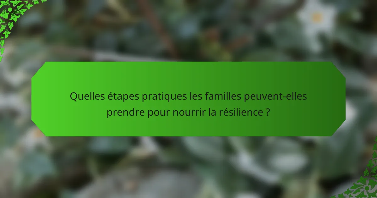 Quelles étapes pratiques les familles peuvent-elles prendre pour nourrir la résilience ?