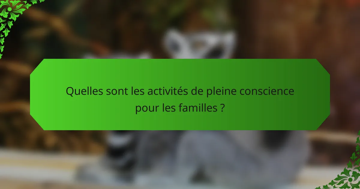 Quelles sont les activités de pleine conscience pour les familles ?