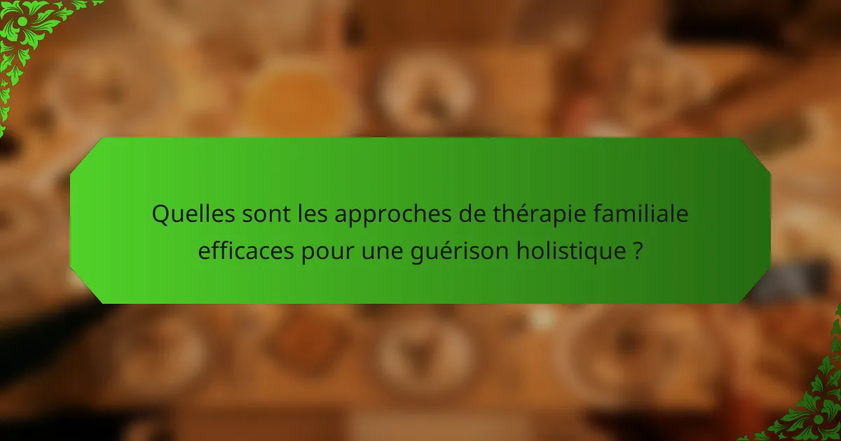 Quelles sont les approches de thérapie familiale efficaces pour une guérison holistique ?