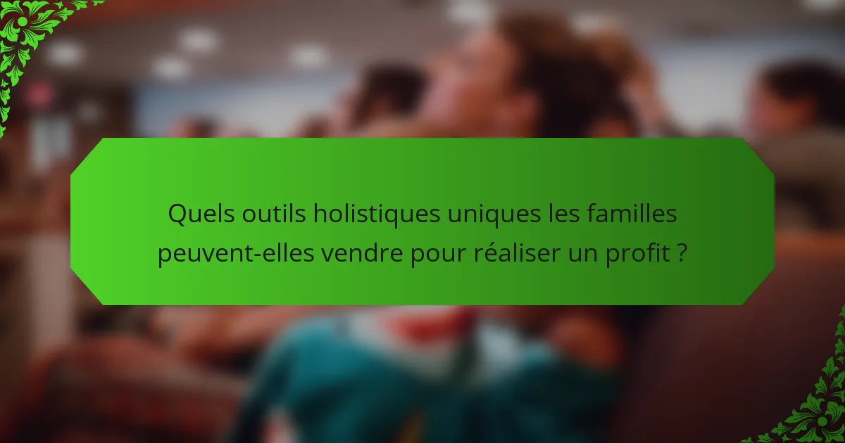 Quels outils holistiques uniques les familles peuvent-elles vendre pour réaliser un profit ?