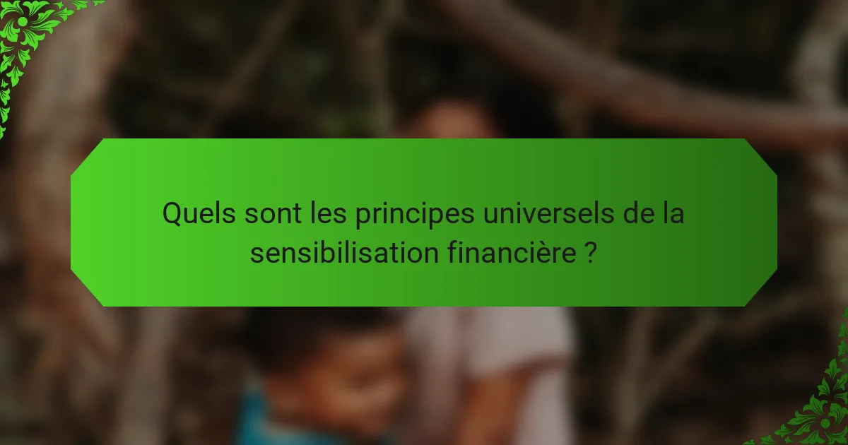 Quels sont les principes universels de la sensibilisation financière ?